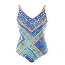 Image of Seaspray Multicoloured Valentina Scarf Print Strap Suit - 10