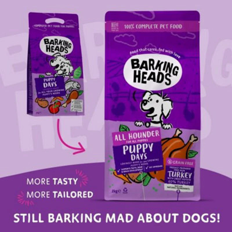 Image of Barking Heads All Hounder Puppy Days Turkey Dry Dog Food, 2kg