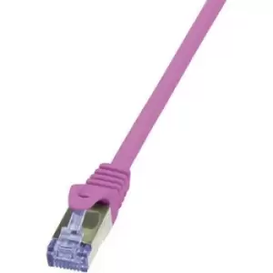 Image of LogiLink CQ3049S RJ45 Network cable, patch cable CAT 6A S/FTP 1.50 m Pink Flame-retardant, incl. detent