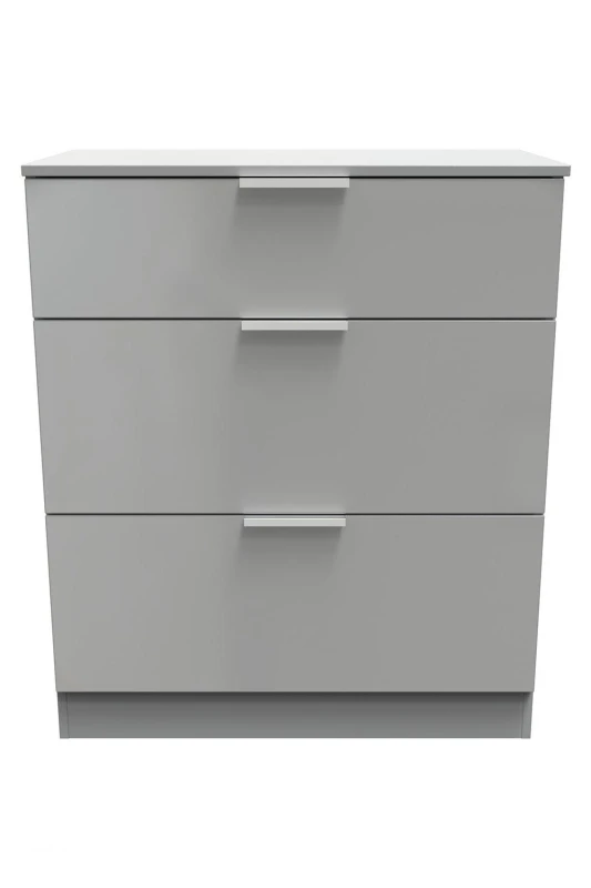 Image of Poole 3 Drawer Deep Chest In Uniform Grey & Dusk Grey (Ready Assembled)