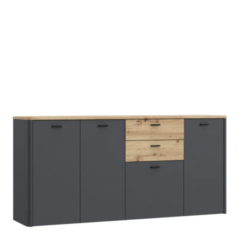 Image of Furniture To Go Klara 4 Door 2 Drawer Chest In Grey And Oak