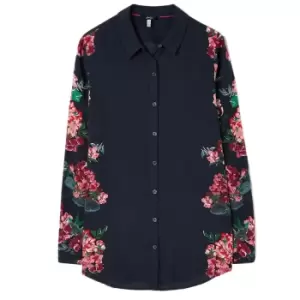 Image of Joules Womans Elvina Button Through Blouse Navy Border Floral 16