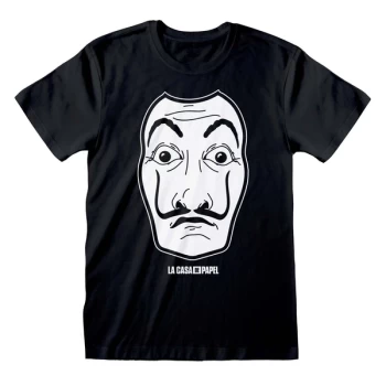 Image of La Casa De Papel - White Mask Unisex Medium T-Shirt - Black