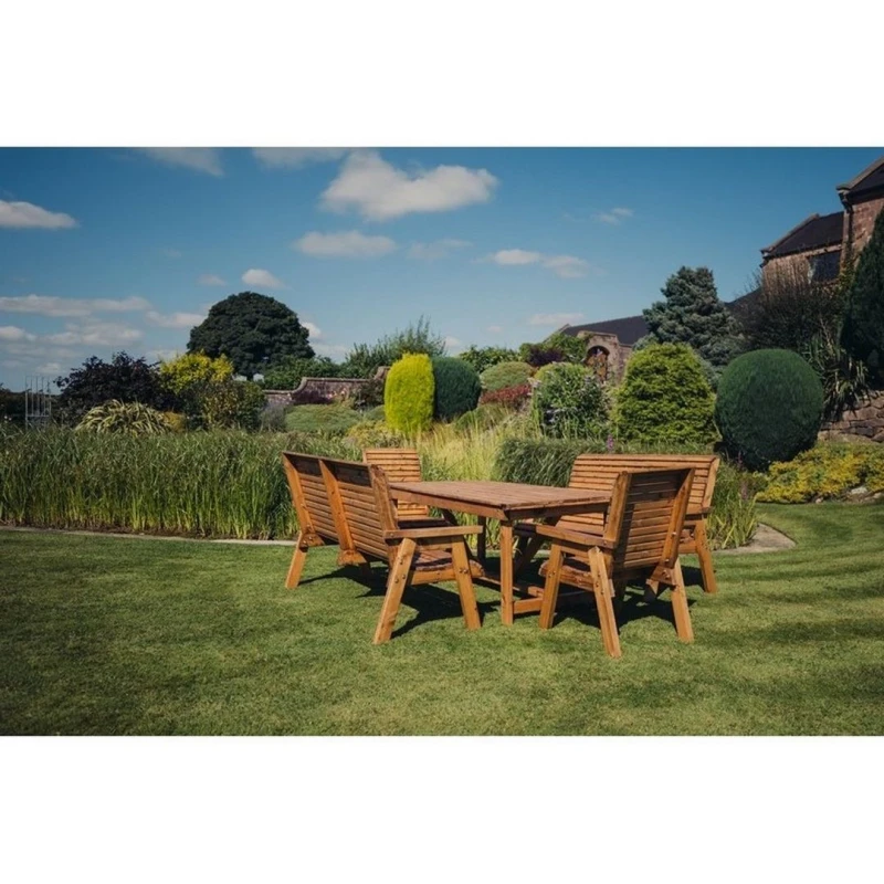 Image of Churnet Valley Garden Furniture Ltd Valley 8 Seat Set 2XC 2X3B - Timber - Minimal Assembly Required in Brown Brown Unisex