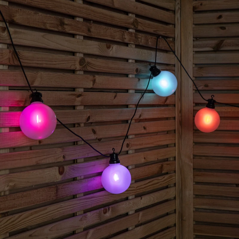 Image of 4.5m Set of 10 Frosted Ball Style Cap String Lights with Filament in Rainbow