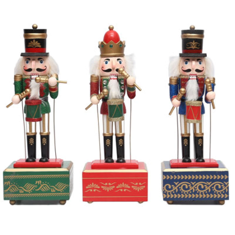 Image of Shatchi 30cm Musical Animated Wooden Nutcrackers Soldiers Christmas Ornament Any One Multi