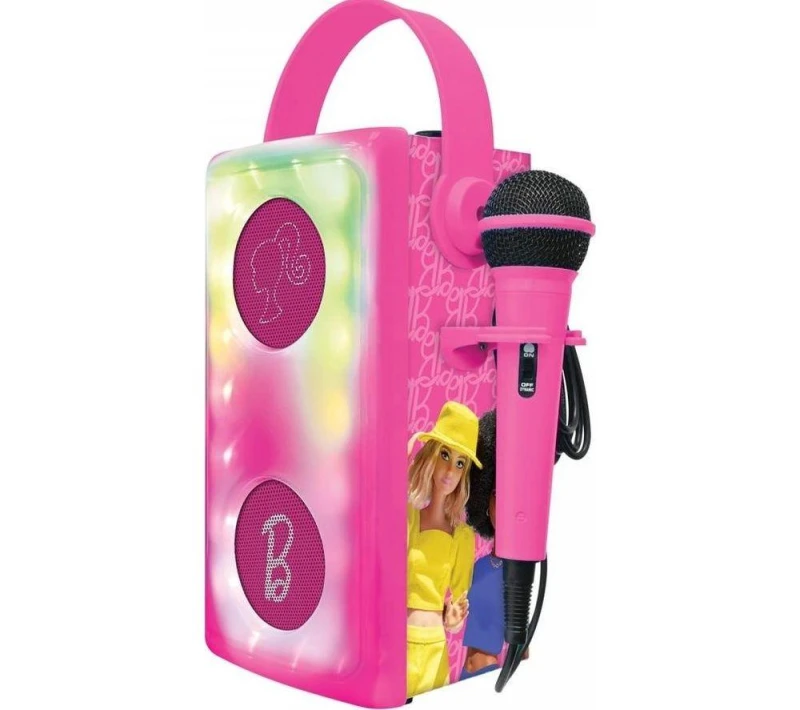 Image of Lexibook Btp185Bbz Barbie Luminous Bluetooth Speakers With Lights & Mic Pink
