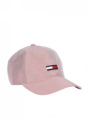 Image of Tommy Jeans Tjw Flag Washed Denim Cap, Pink, Women