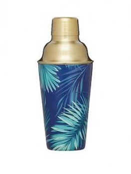 Image of Barcraft Brass Finish Stainless Steel Tropical Leaves Cocktail Shaker