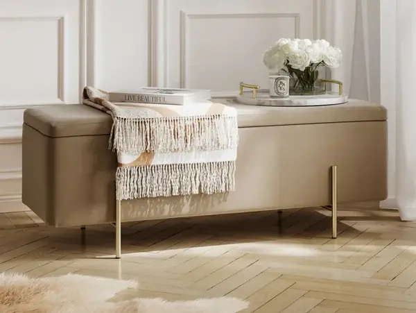 Image of LPD Lola Beige Velvet Blanket Box