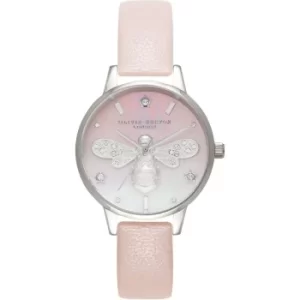 Image of Ladies Olivia Burton Sparkle Bee Midi Blush and Silver Watch