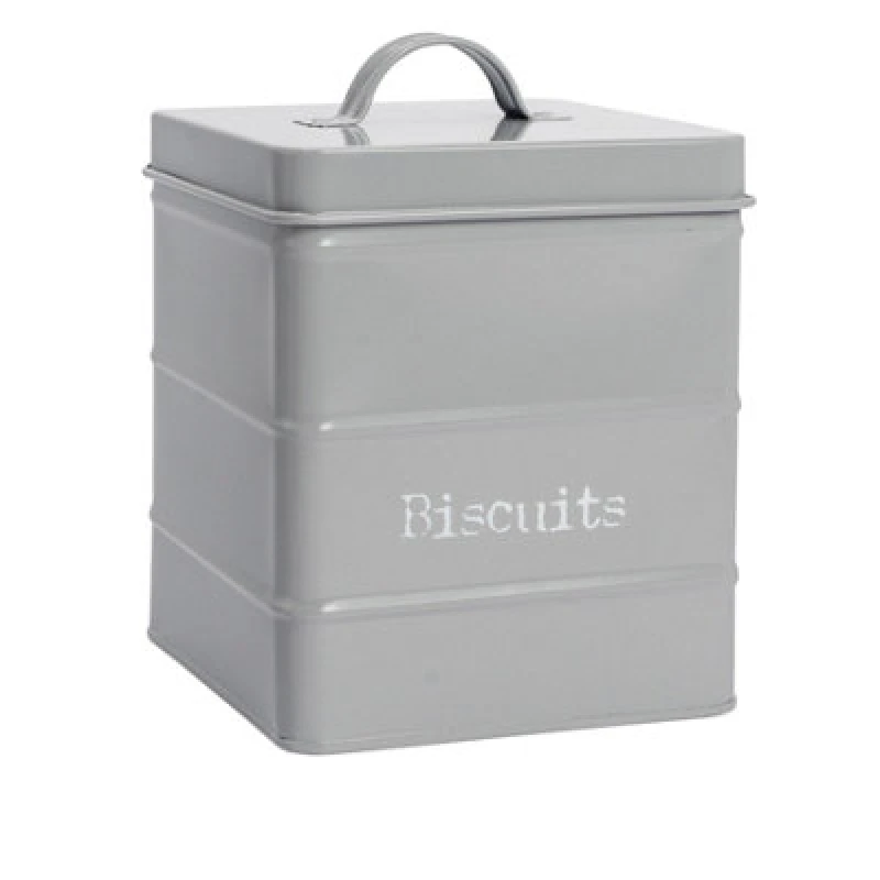 Image of Harbour Housewares Kitchen Biscuit Tin - Grey - Vintage Metal Cookie Jar Canister Caddy