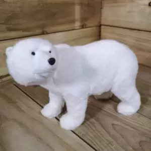 Image of 27cm Festive White Standing Polar Bear Christmas Ornament Decoration