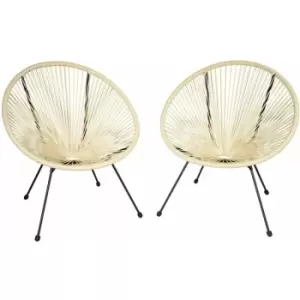 Image of Gabriella chairs in retro style (set of 2) - garden chairs, egg chairs, bedroom chairs - beige - beige