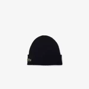 Image of Unisex Lacoste Ribbed Wool Beanie Size Unique size Navy Blue