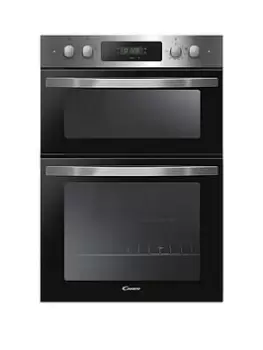 Image of Candy Fci9D405X Built In Double Oven With Easy Clean Enamel - Black Glass With Stainless Steel - Oven With Installation