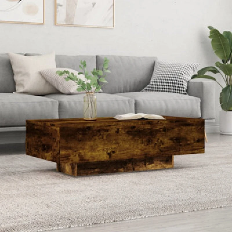 Image of Vidaxl Coffee Table Smoked Oak 100X49.5X31cm Engineered Wood, Brown 833893