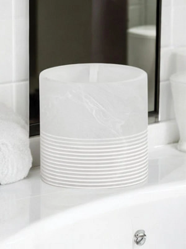 Image of Showerdrape Bianco Frost Onyx White Striped Toothbrush Holder, White BIATBH