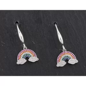 Image of Colourful Diamond Rainbow Silver Plated Earrings