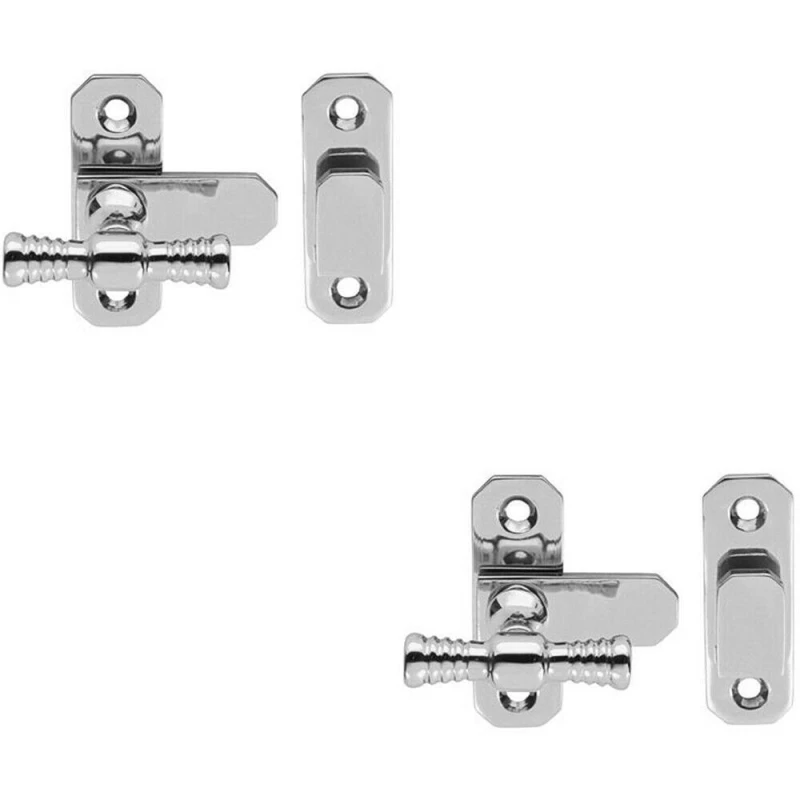 Image of Loops 2x Window T Handle Fastener 57 x 19mm Polished Chrome Cabinet Door Lock Multi