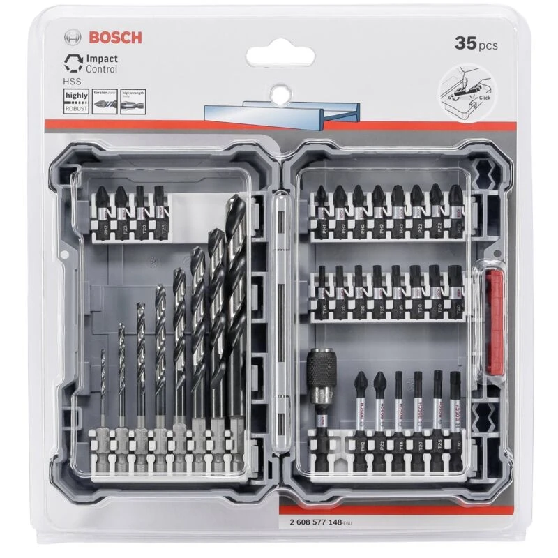 Image of Bosch PRO 35 Piece Impact Screwdriver and Metal Drill Bit Mixed Set 2608521U80