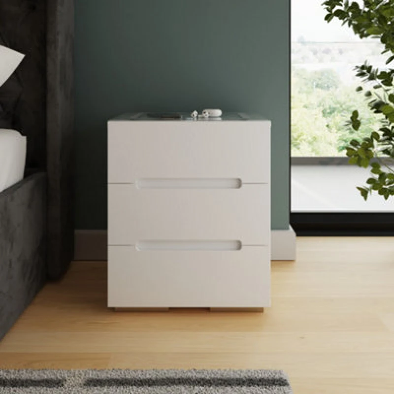 Image of GFW Riley White 3 Drawer Bedside