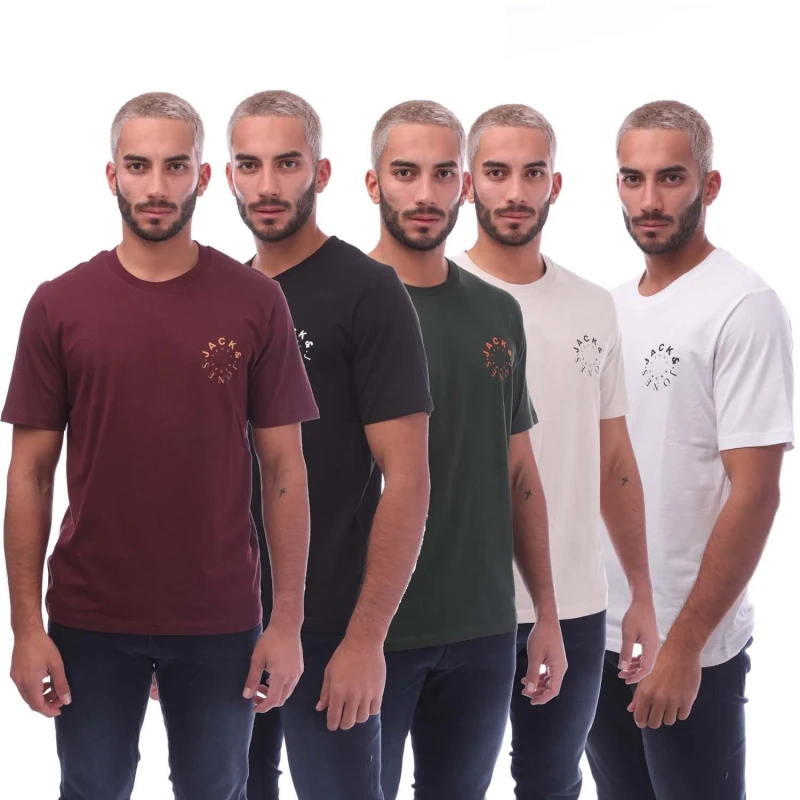 Image of Jack and Jones Warrior L 5 Pack T-Shirts - Multi Multi S