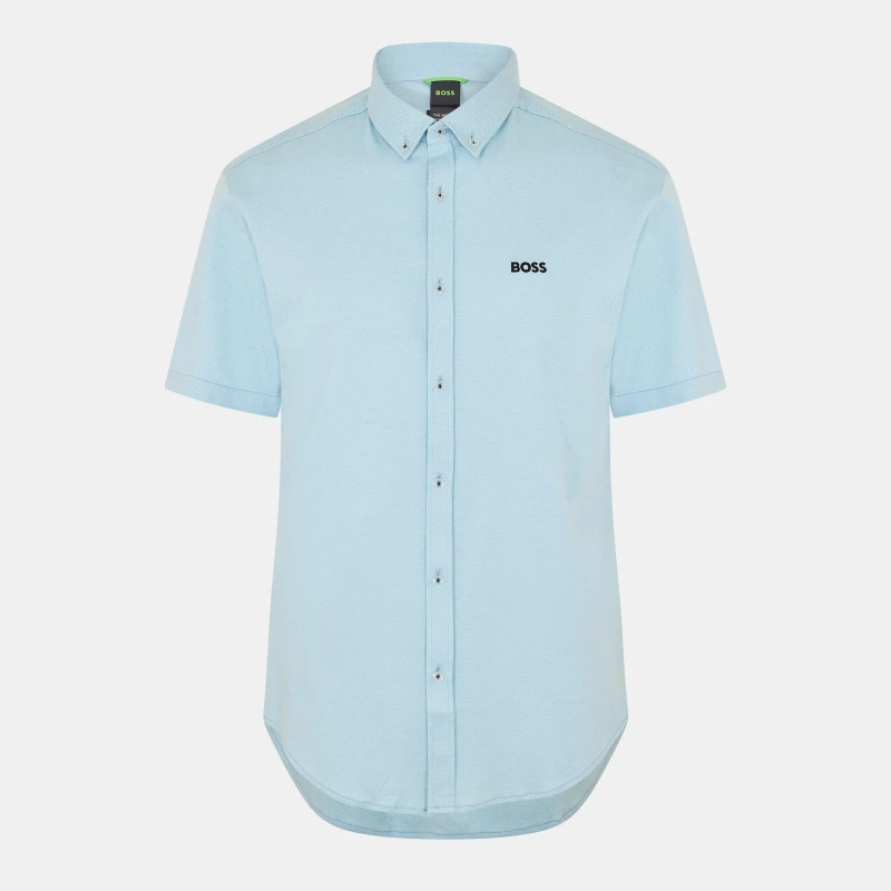Image of Boss Mens HBG Motion S Plain Short-Sleeve Shirt Plain Shirt - Short Sleeve S Blue 55016318350