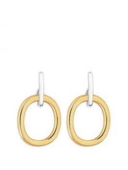 Image of Simply Silver Sterling Silver Polished Two Tone Oval Open Drop Earrings