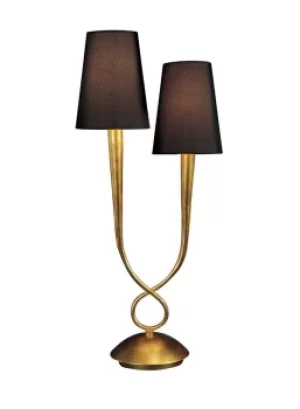 Image of Paola Table Lamp 2 Light E14, Gold Painted with Black Shades