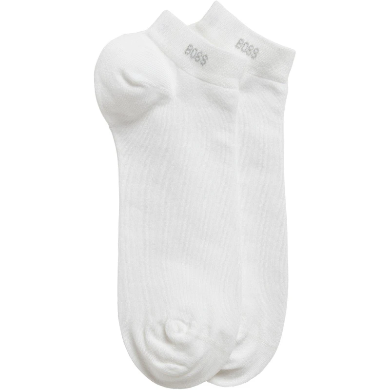 Image of Boss 2 Pack Trainer Socks - White White 6 - 12 Months