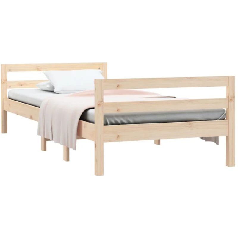 Image of Vidaxl Bed Frame 90X190 Cm 3ft Single Solid Wood Pine, Brown 821634