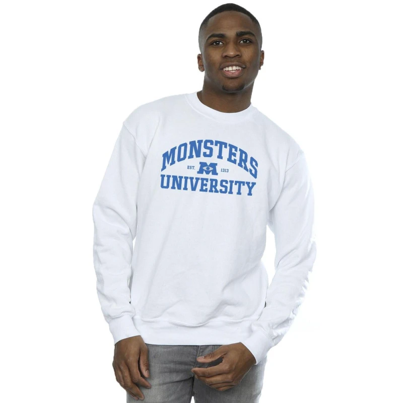 Image of Disney Men Monsters University Logo Sweatshirt in White Size: Small White S Male 5063283470521