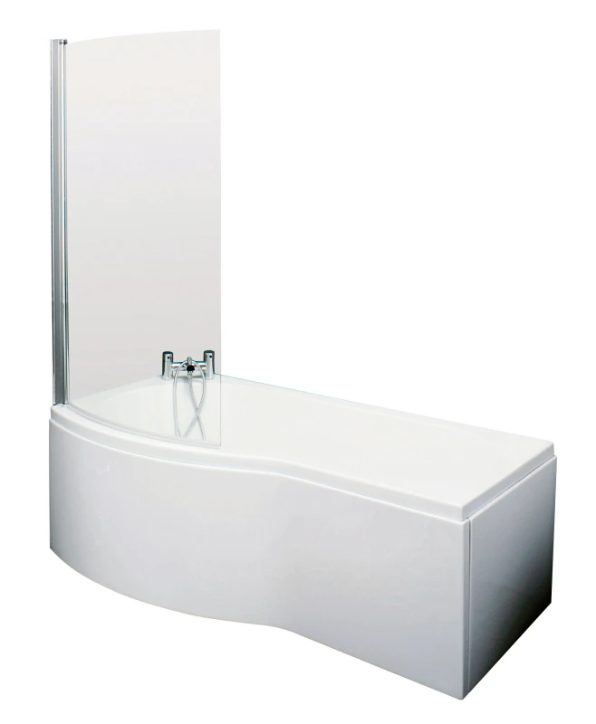 Image of Balterley 1700 mm Left Hand B Shape Shower Bath with Screen & Front Panel White White Unisex