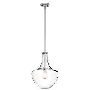 Image of 1 Light Medium Dome Ceiling Pendant Light Chrome, E27