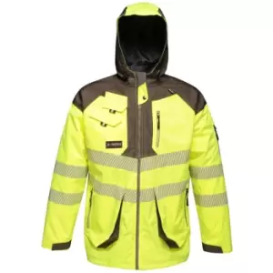 Image of Regatta Mens Hi-Vis Waterproof Reflective Parka Jacket (S) (Yellow/Grey) - Yellow/Grey