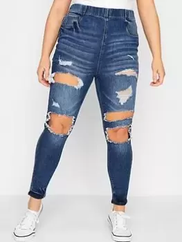 Image of Yours Clothing Jenny 28 Ripped Hole Jegging - Blue Size 20, Women