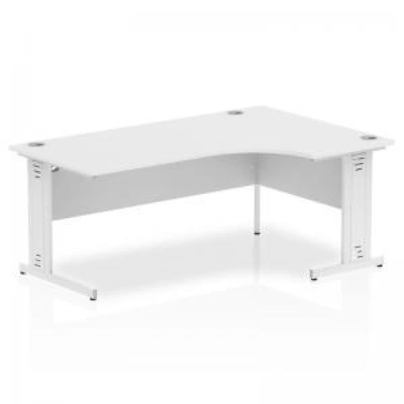 Image of Dynamic Impulse 1800mm Right Crescent Desk White Top White Cable...