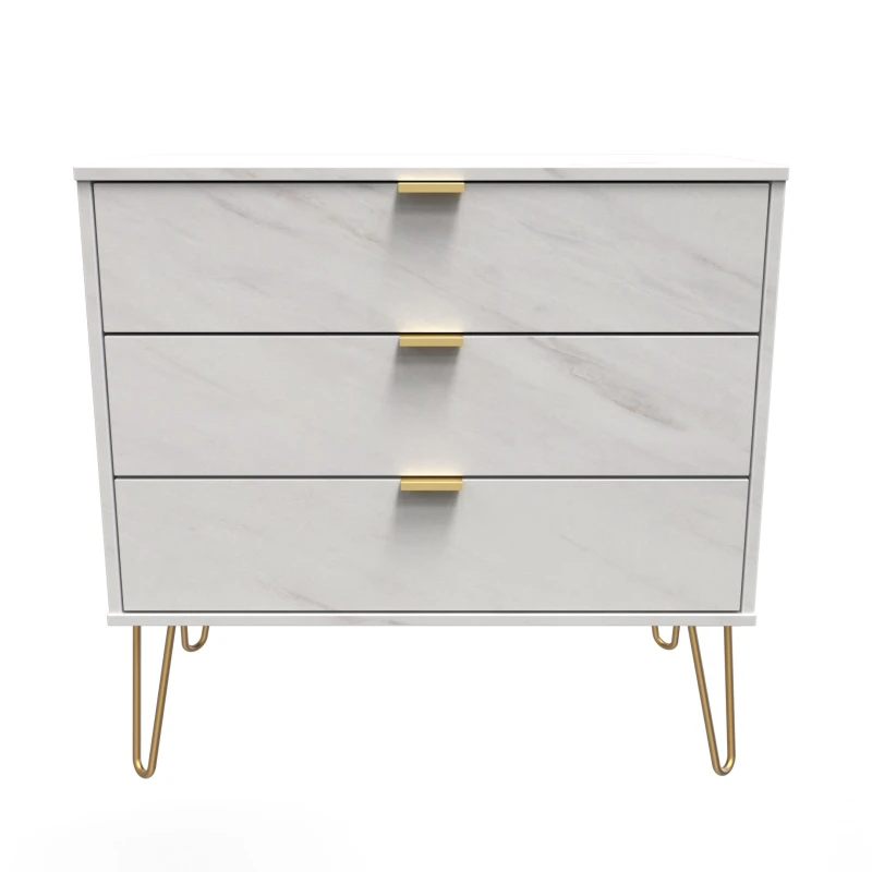 Image of Fuji 3 Drawer Chest In Marble (Ready Assembled)