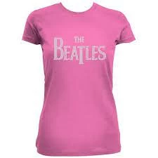 Image of The Beatles - Drop T Logo Womens Small T-Shirt - Pink