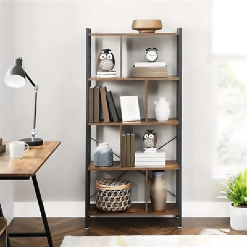 Image of Songmics Bookshelf, Industrial Bookcase, Floor Standing Bookcase, Large 4-Tier Storage Rack In Living Room Office Study