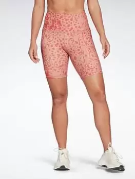 Image of Reebok Lux Bold Modern Safari Print High-Waisted Shorts