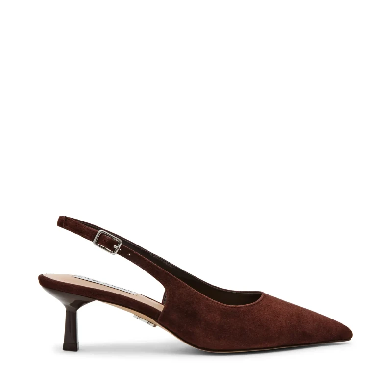 Image of Steve Madden Korra Suede Pointed Slingback Heels Coffee Women 36 (3.5);40 (6.5);41 (7)