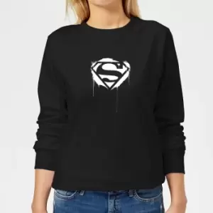 Image of Justice League Graffiti Superman Womens Sweatshirt - Black - M - Black