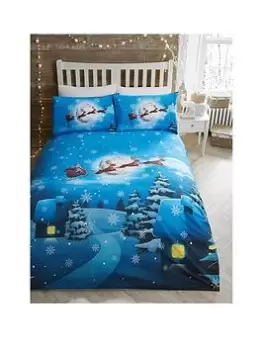 Image of Bedlam Santa Christmas Glow In The Dark Single Duvet Cover Set