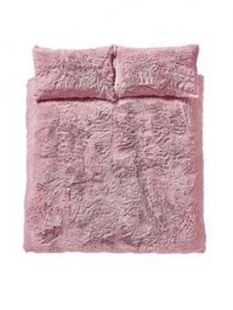 Image of Catherine Lansfield Cuddly Faux Fur Fleece Duvet Set - Sk