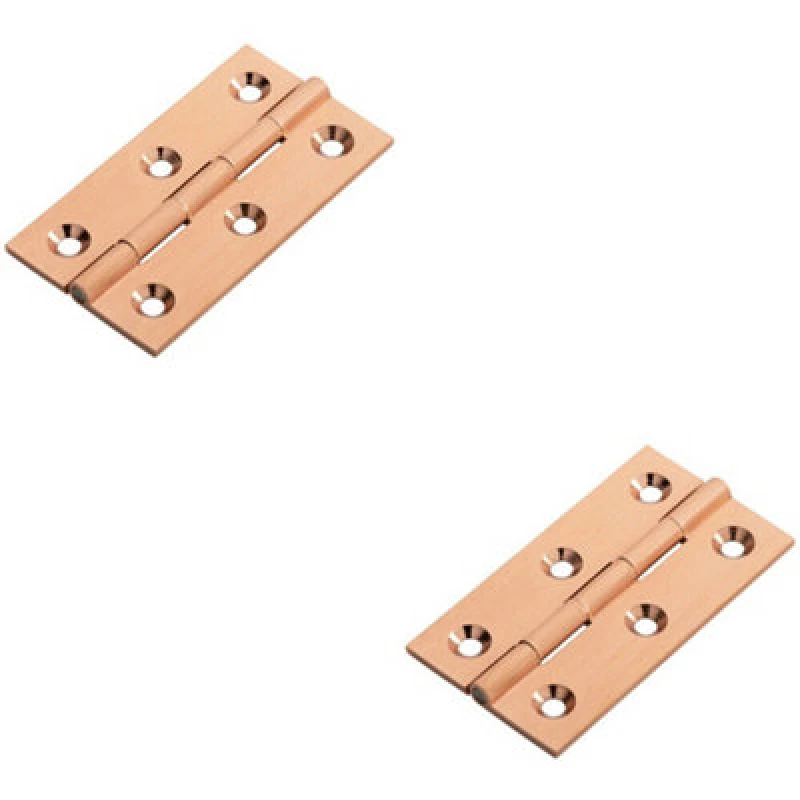 Image of Loops 2x PAIR 64 x 35 x 2mm Cabinet Hinge Modern Satin Copper Cupboard Door Copper