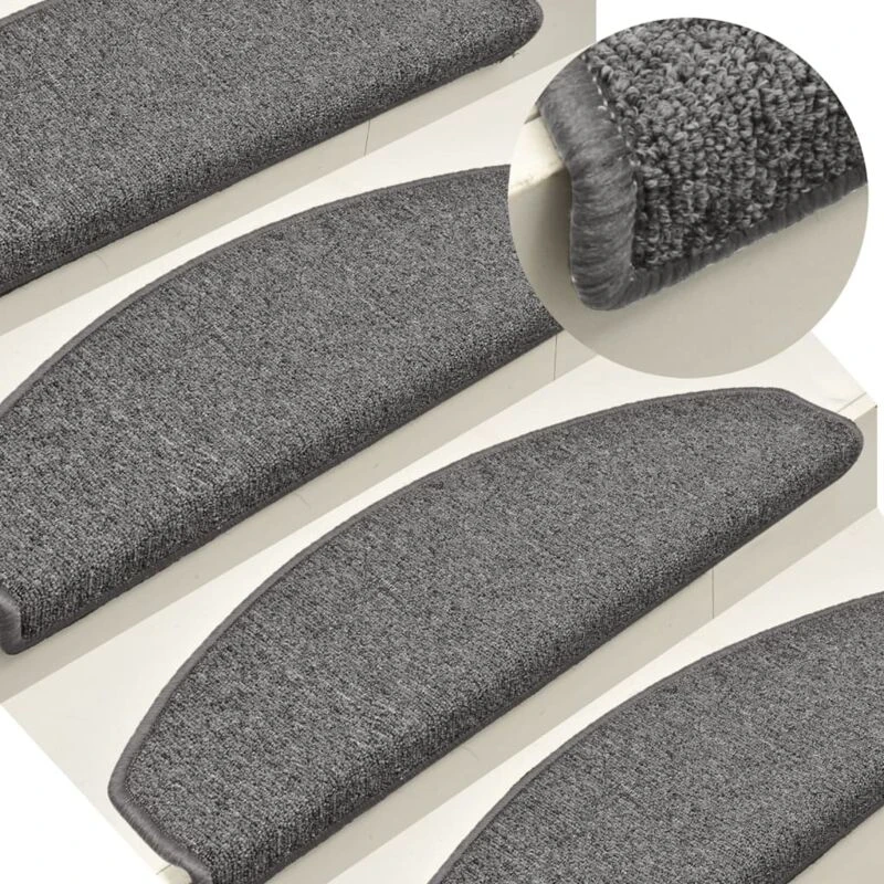 Image of VIDAXL Stair Mats 15 pcs 65x24x4cm Dark Grey Half Round Large Vidaxl 8720286045930