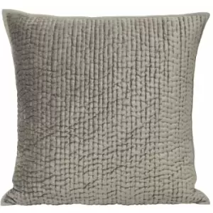 Image of Paoletti - Brooklands Velvet Embossed Quilted Cushion Cover, Silver, 55 x 55 Cm