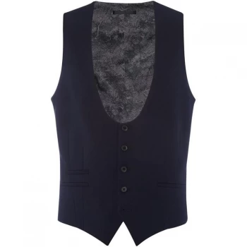 Image of Label Lab Bowie Skinny Fit Crepe Suit Waistcoat - Navy
